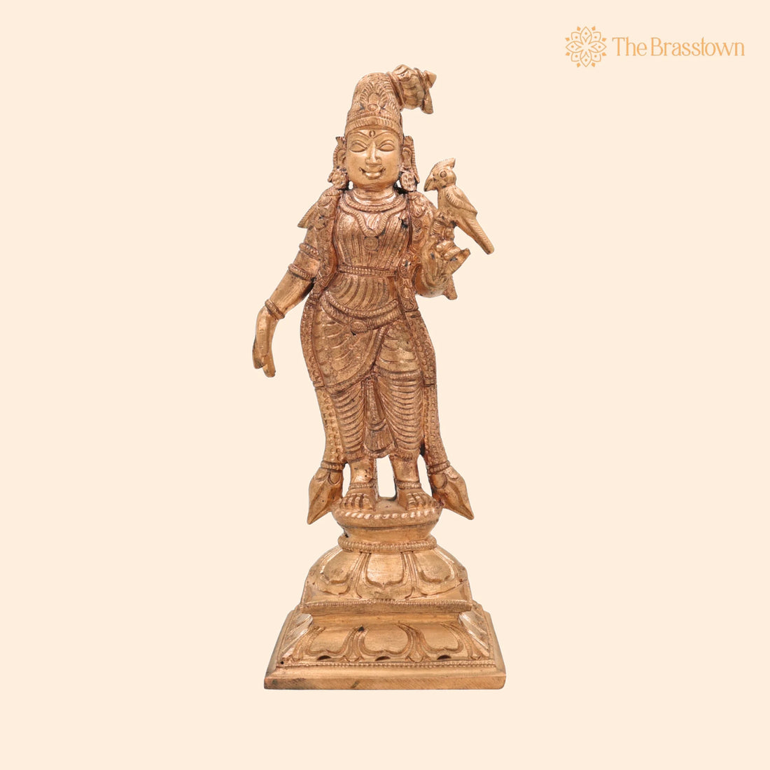 Handcrafted Panchaloha Meenakshi Amman Idol – Madurai Meenakshi Devi, Chola Art South Indian Goddess Sculpture 6.5 Inch 1