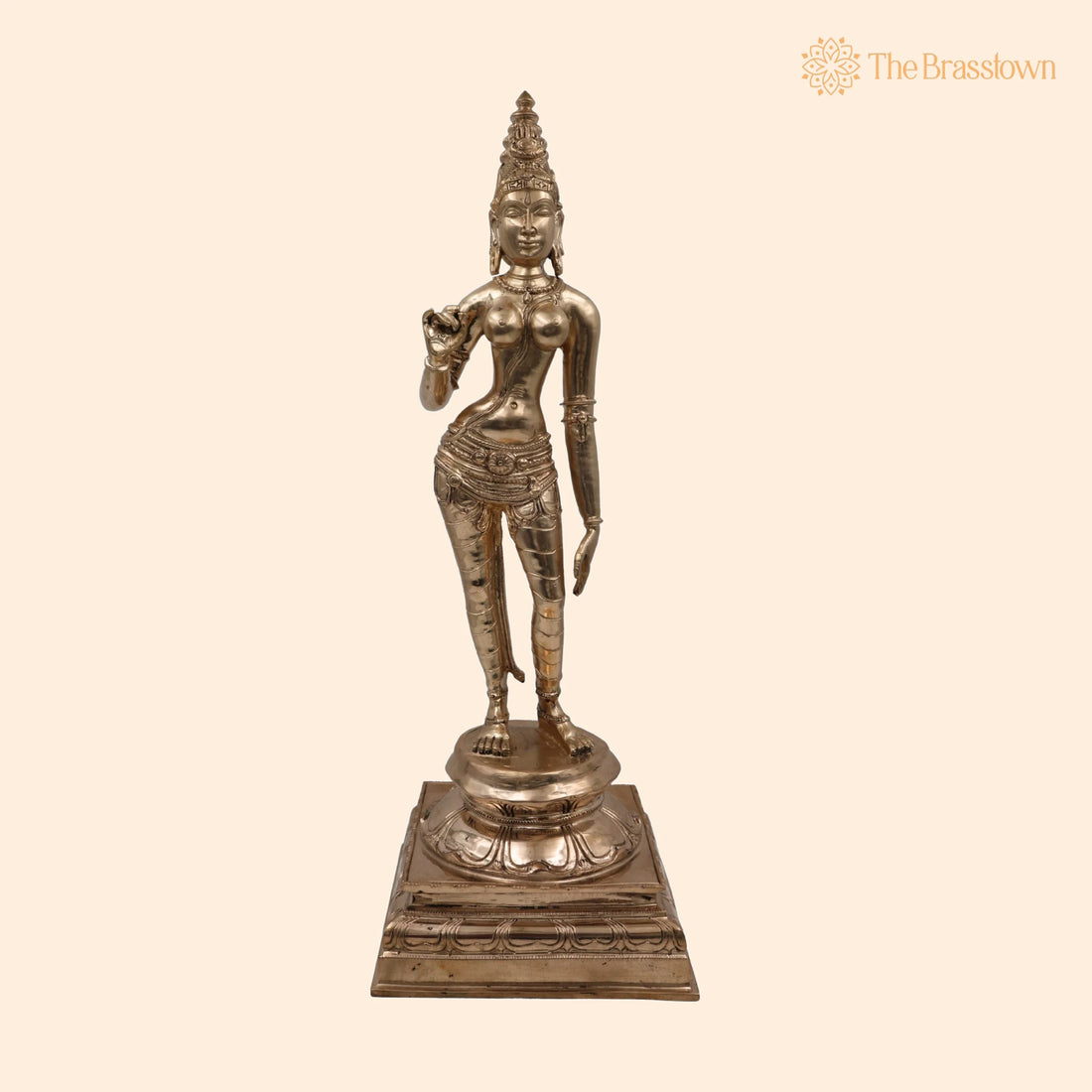 Handcrafted Bronze Panchaloha Parvathi Idol for Puja, Home Mandir &amp; Décor 18.5 Inch 1