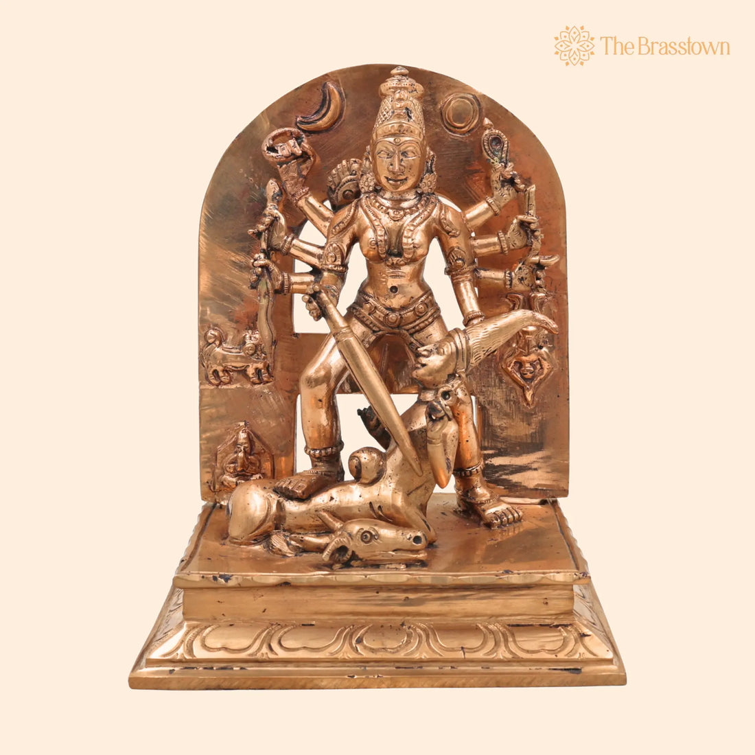 Handcrafted Bronze Mahishasura Mardini Durga Chamundeshwari Idol for Puja, Home Mandir &amp; Décor 6.5 Inch 1