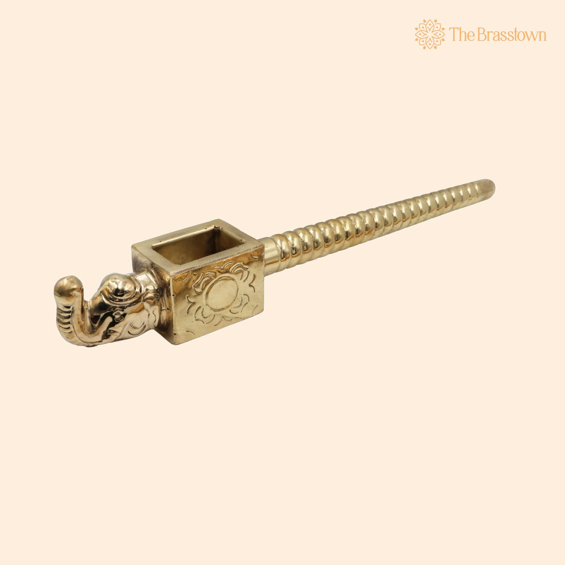 Brass Handcrafted Yagna Spoon with Elephant Face – Traditional Havan Achamani, Sruk for Homam, Pooja &amp; Fire Rituals 3 Inch 1