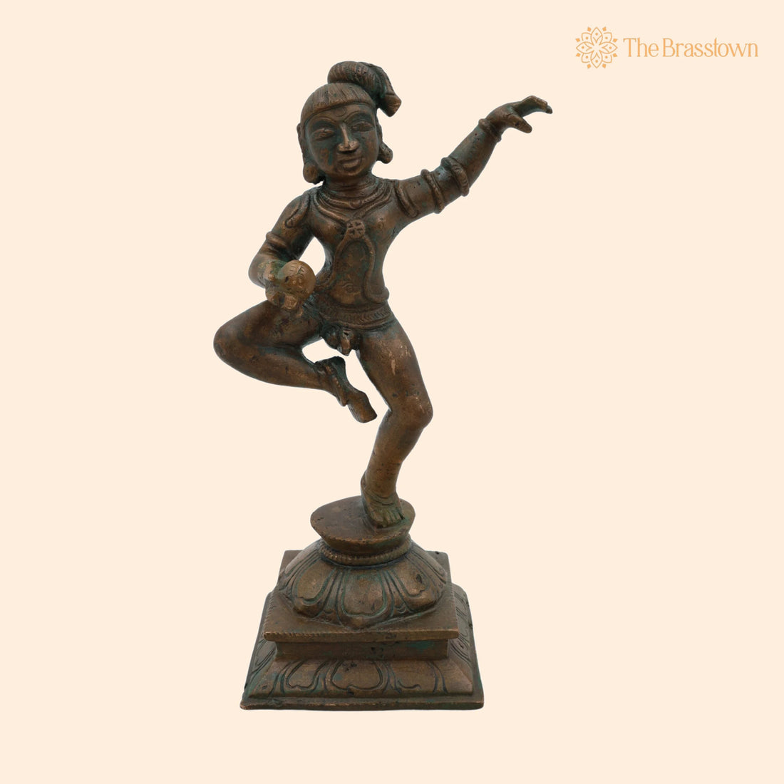 Handcrafted Panchaloha Ladoo Gopal Idol – Bal Krishna, Makhan Chor, Navneet Chora Bronze Statue for Puja &amp; Home Décor 6.5 Inch 1