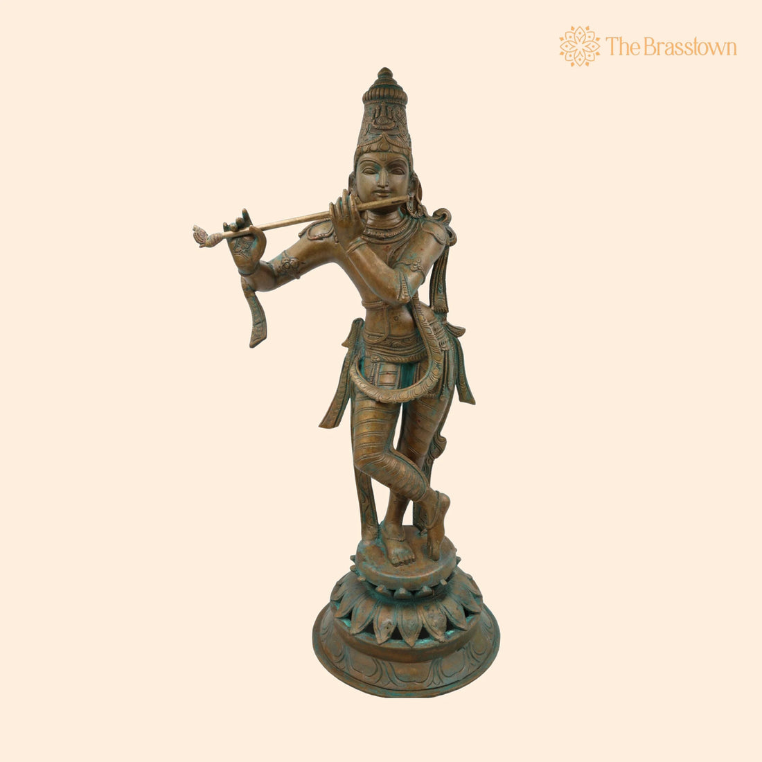 Bronze Panchaloha Lord Krishna Idol – Handcrafted Bal Gopal, Govinda, Kanha, Shyam, Banke Bihari for Puja, Home Mandir &amp; Décor 21.5 Inch 1