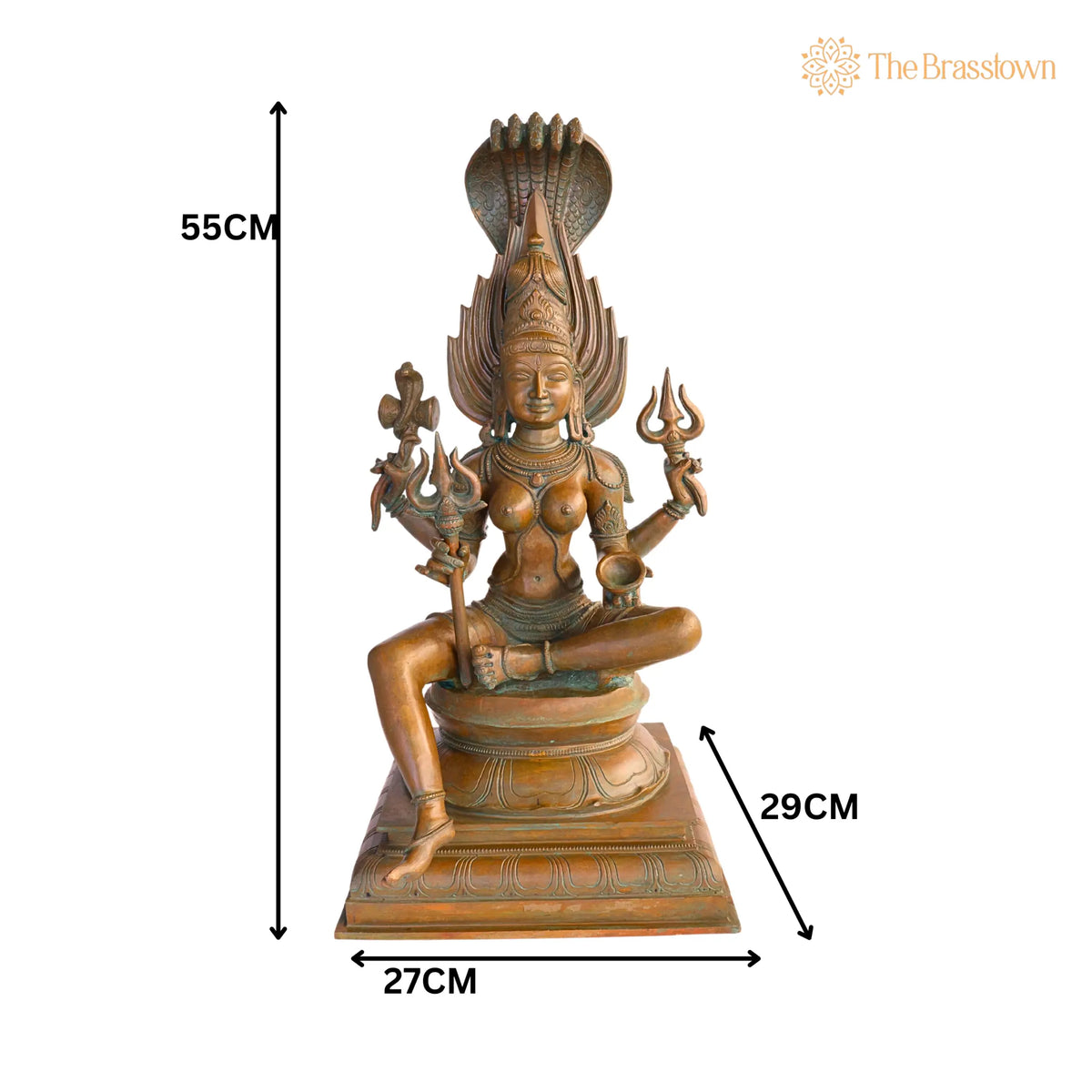 Exquisite Handmade Bronze Goddess Mariamman Idol – 55 cmVigraham Décor 21.5 Inch 4