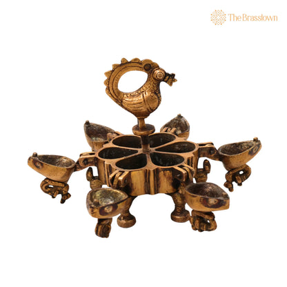 Brass Decorative Boxes – Handcrafted Box, Multipurpose Boxes, Sindoor Boxes, Sindhur Box, Antique, Box With Peacock Opener 4.5 Inch 4