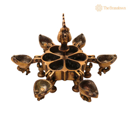 Brass Decorative Boxes – Handcrafted Box, Multipurpose Boxes, Sindoor Boxes, Sindhur Box, Antique, Box With Peacock Opener 4.5 Inch 6