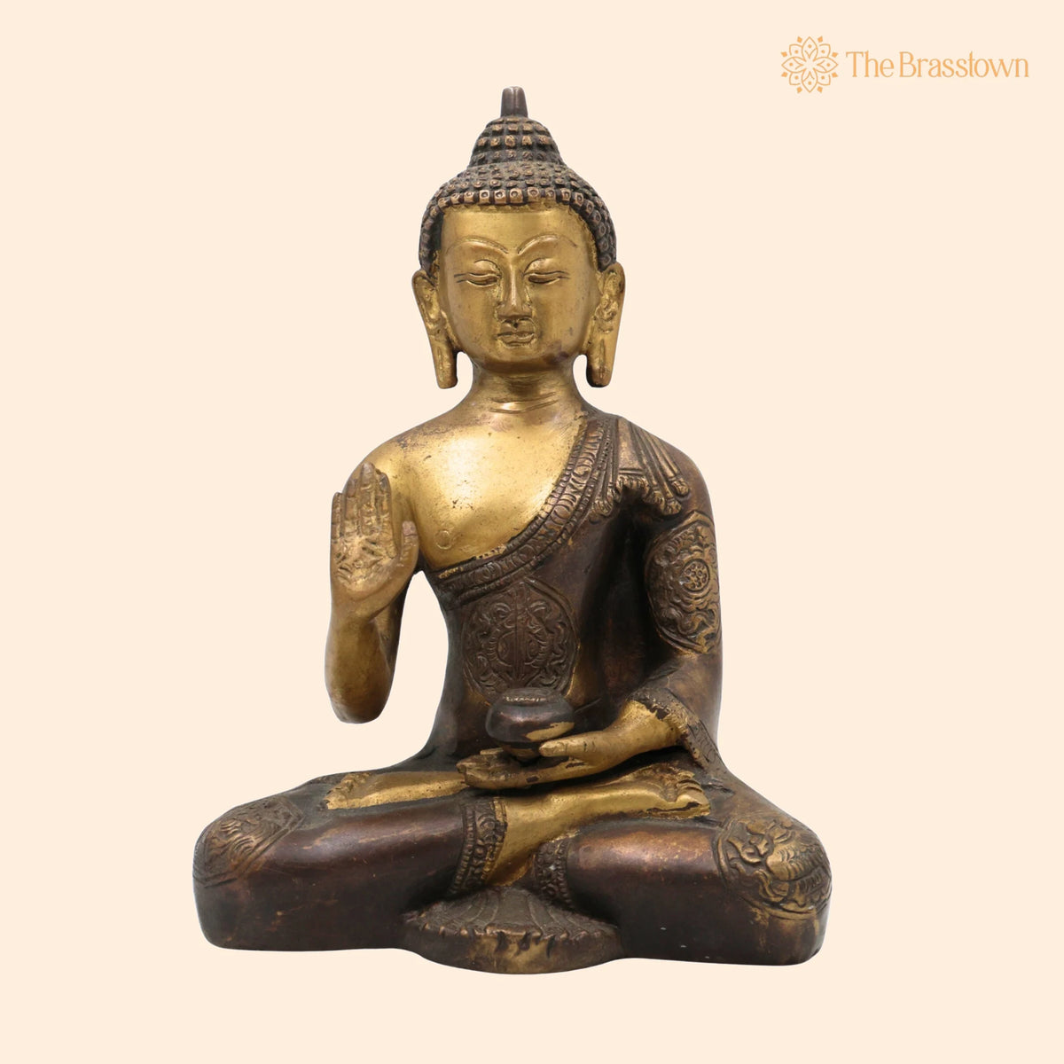 Handcrafted Brass Buddha Idol – Gautama Buddha Murti, Meditation Décor, Feng Shui Home Altar, Indian Spiritual Sculpture 8.5 Inch 1