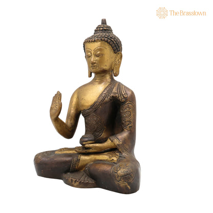 Handcrafted Brass Buddha Idol – Gautama Buddha Murti, Meditation Décor, Feng Shui Home Altar, Indian Spiritual Sculpture 8.5 Inch 3