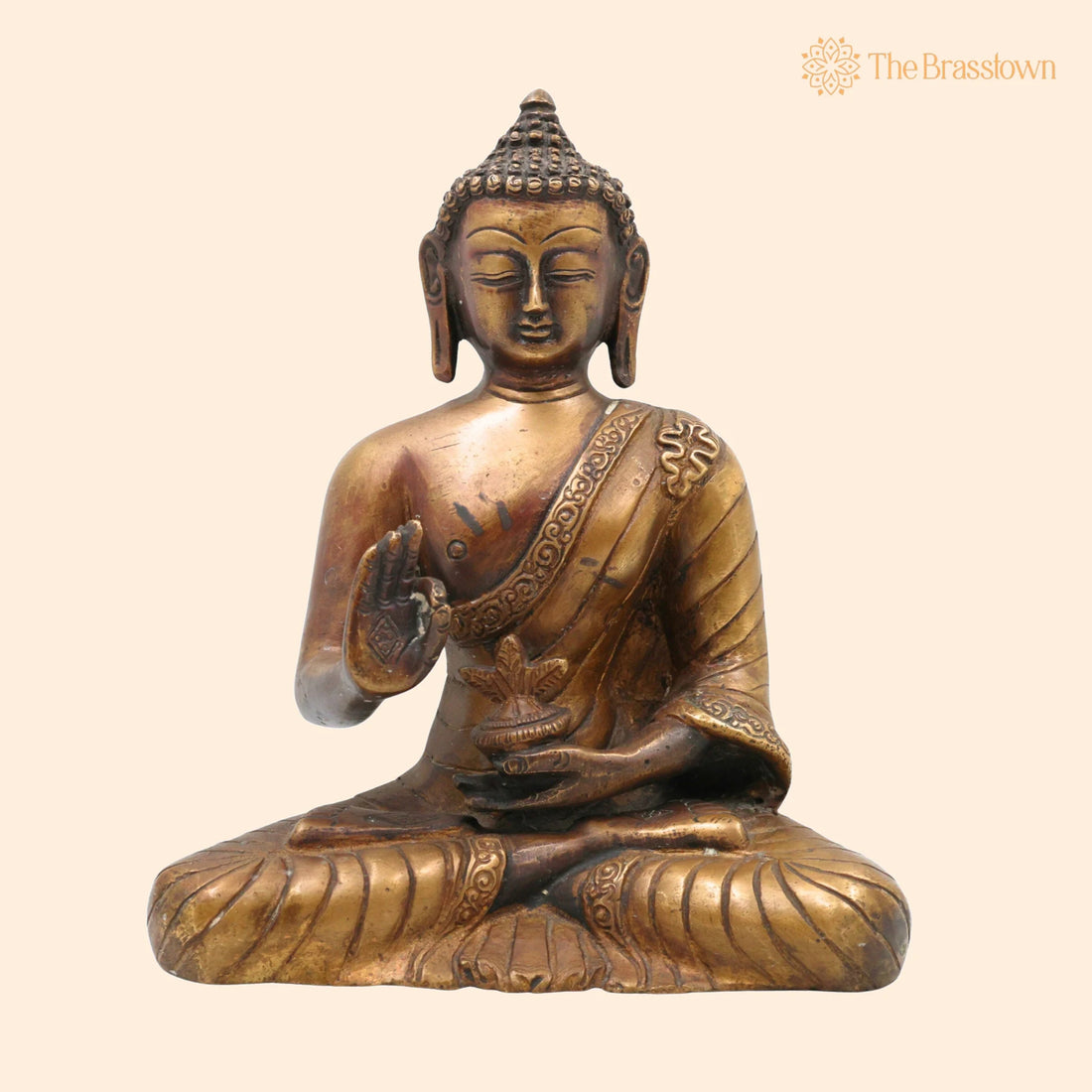 Brass Buddha Idol – Gautama Buddha Statue, Meditation Buddha, Feng Shui Home Décor, Handcrafted Indian Buddha Sculpture 8.5 Inch 1