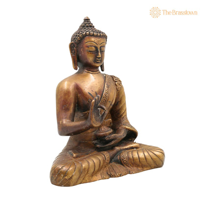 Brass Buddha Idol – Gautama Buddha Statue, Meditation Buddha, Feng Shui Home Décor, Handcrafted Indian Buddha Sculpture 8.5 Inch 2