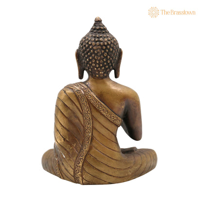 Brass Buddha Idol – Gautama Buddha Statue, Meditation Buddha, Feng Shui Home Décor, Handcrafted Indian Buddha Sculpture 8.5 Inch 4