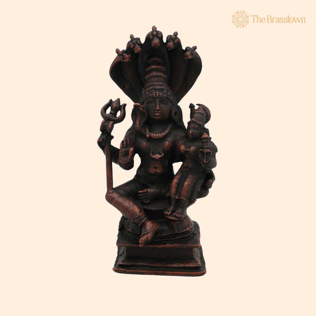 Pure Copper Shiva Parvati Idol – Handcrafted Uma Maheshwara Murti, Gauri Shankar, Shiv Shakti Statue for Pooja, Temple &amp; Home Décor 5.5 Inch 1