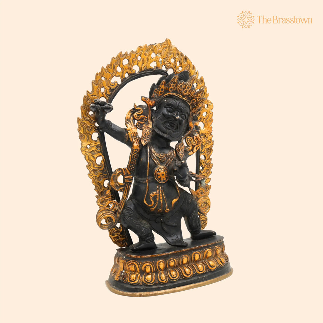 Brass Buddhist Bhairava Idol – Handcrafted Home Temple &amp; Tibetan Décor 14.5 Inch 1