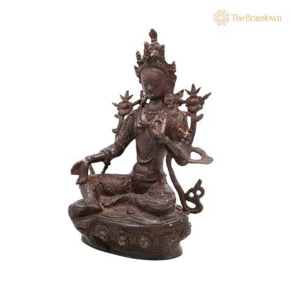 Brass Tara Maa Idol – Handcrafted Ugra Tara, Temple, Home Décor &amp; Gift 12 Inch 3