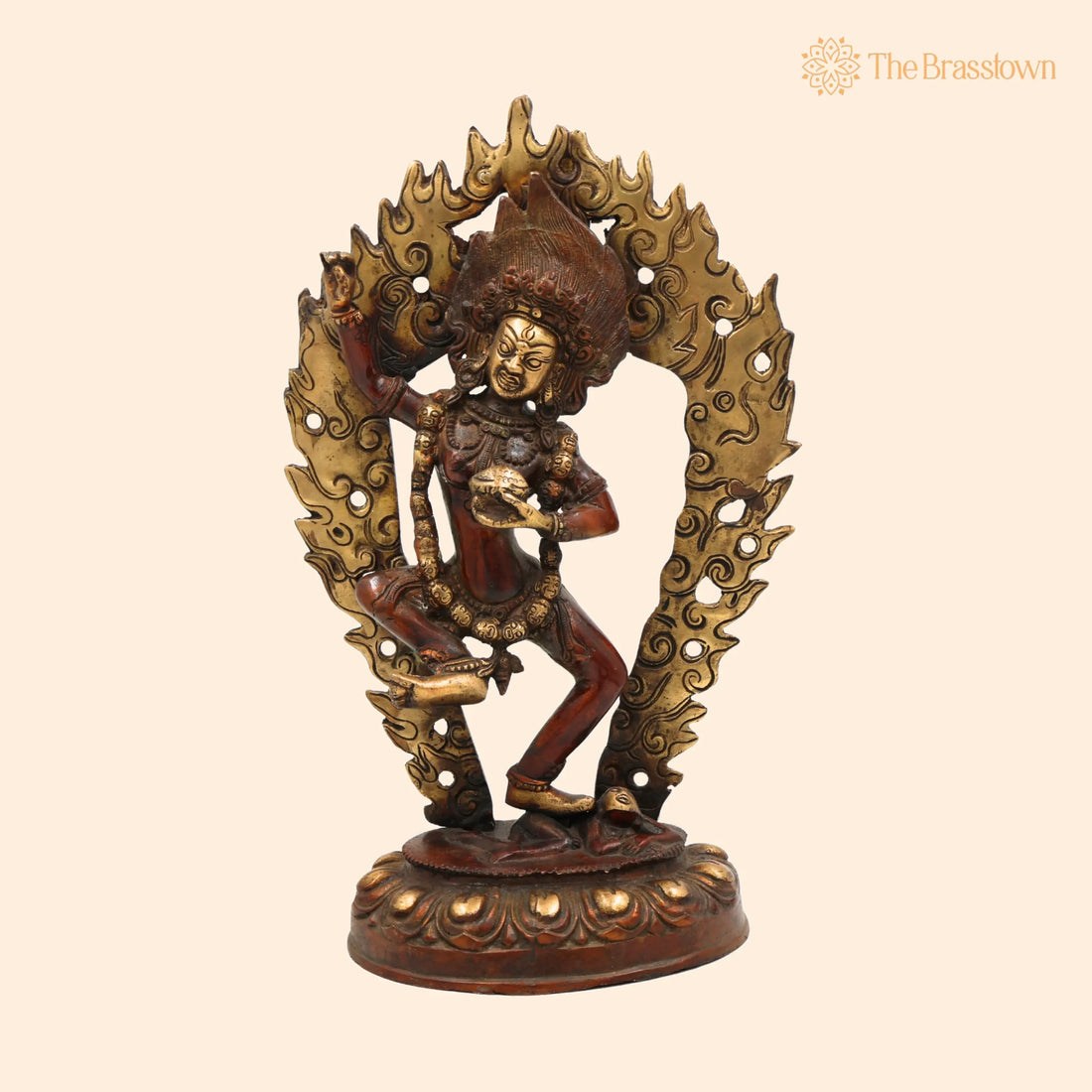 Brass Kapali Kali Idol – Handcrafted Shamshan Yogini Kali Statue for Puja, Home Décor &amp; Spiritual Altar 13.5 Inch 1