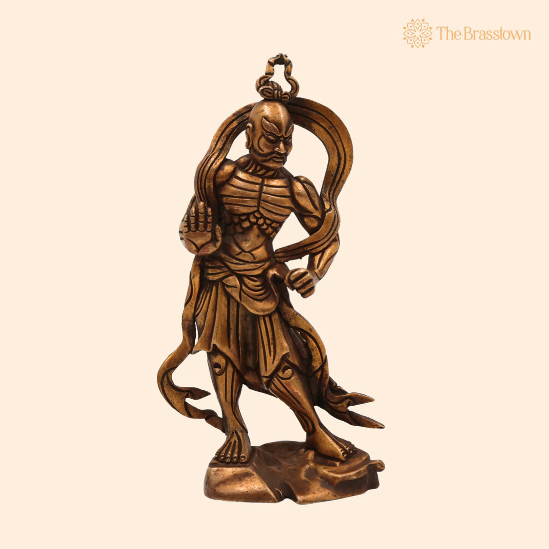 Brass Chinese Heng Ha Idol – Handcrafted Feng Shui Guardian Lions, Peetal Pital Ashtadhatu Murti Moorti Statue Vigraha for Puja 6.5 Inch 1