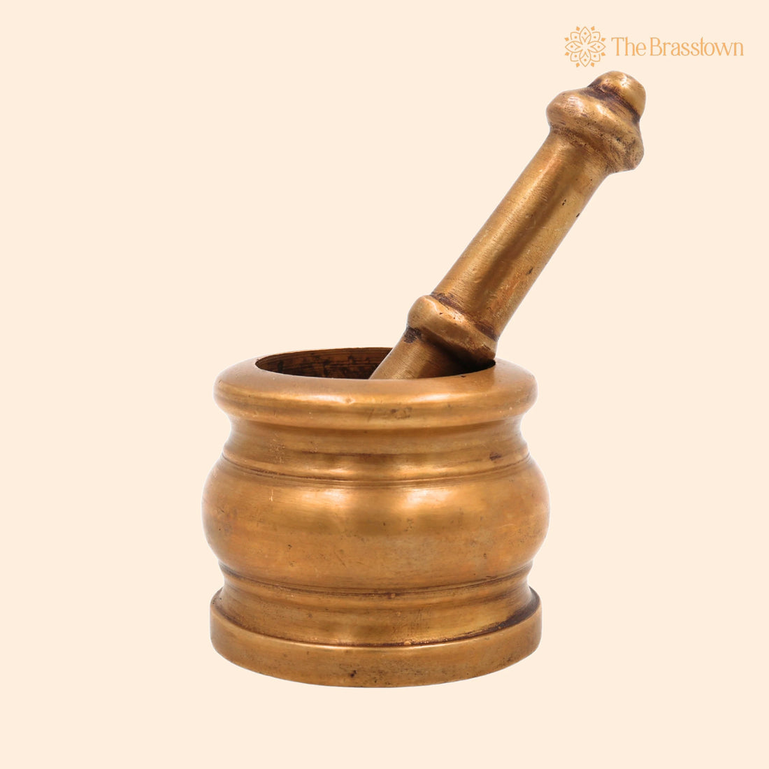 Brass Mortar &amp; Pestle – Handcrafted Sil-batta, Peetal Okhal Aur Moosal, Ayurvedic Spice Grinder, Brass Herbal Grinder 2 Inch 1