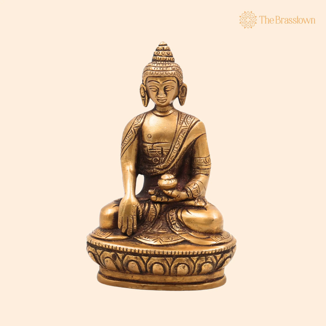 Brass Buddha Idol – Handcrafted Gautam Buddha Murti, Budha Graha Vigraha, Peetal Pittal Buddha Statue for Home Décor, Pooja 4.5 Inch 1