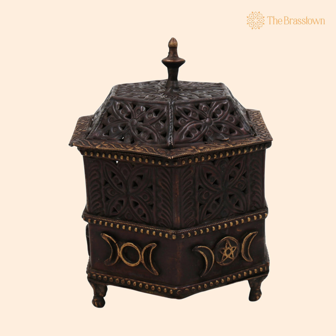 Brass Incense Burner – Handcrafted Traditional Dhoop Burner &amp; Dhup Dhani For Home, Islamic Incense Offering 6.5 Inch 1