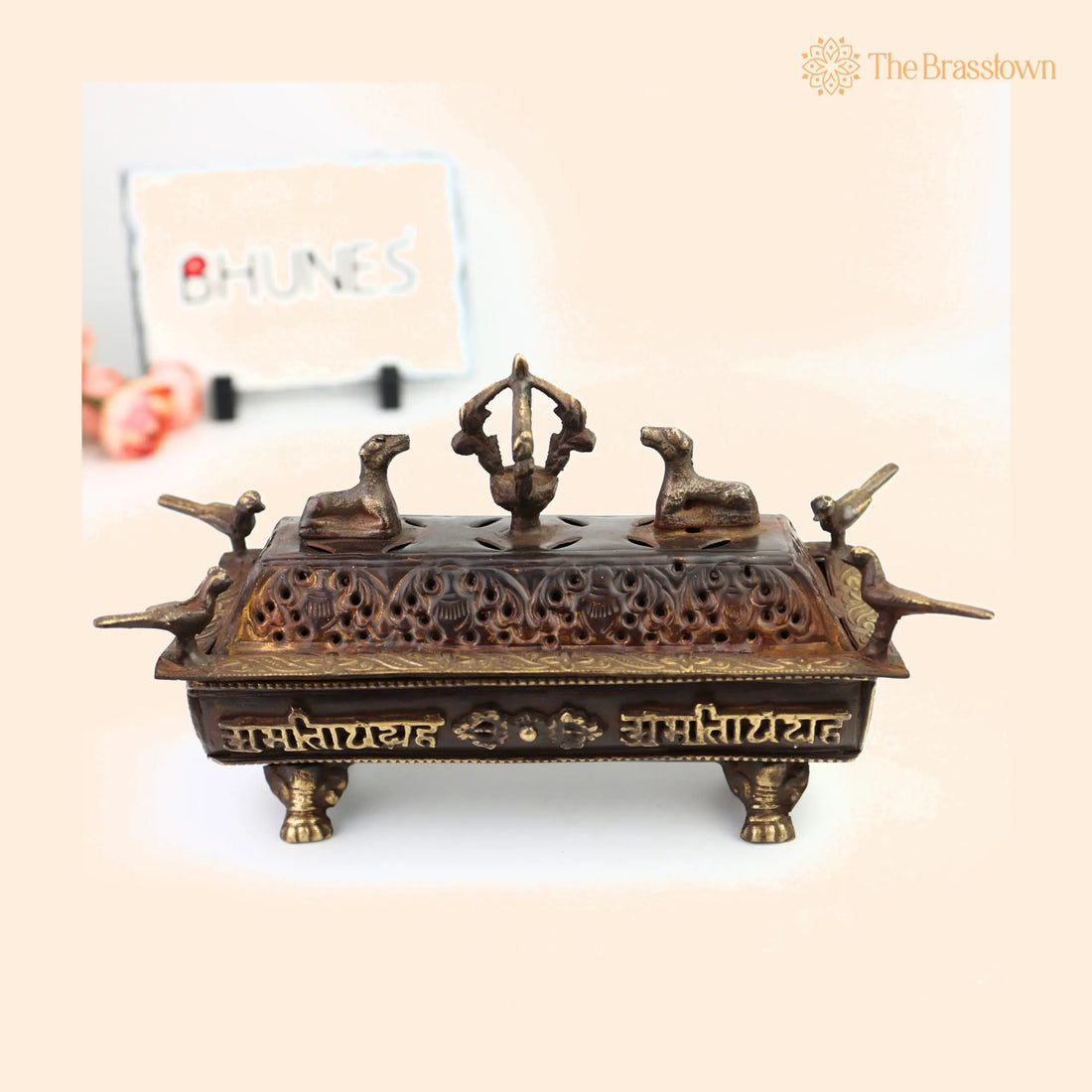 Brass Incense Burner – Handcrafted Traditional Dhoop Dhani &amp; Agarbatti Holder For Pooja &amp; Aromatherapy 4.5 Inch 1