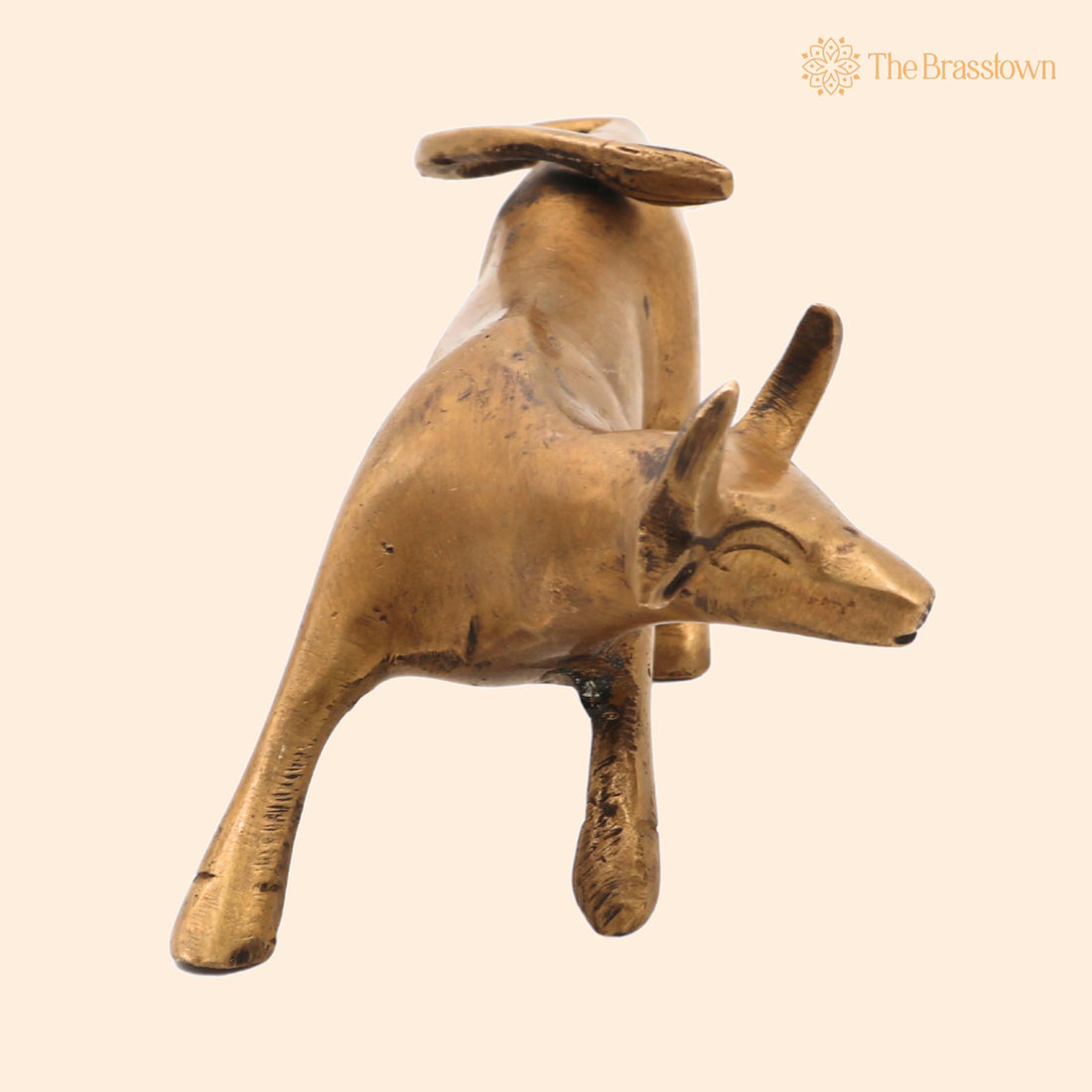 Handcrafted Brass Nandi Bull Sculpture – Vrishabha, Basava, Temple &amp; Vastu 2.5 Inch 1