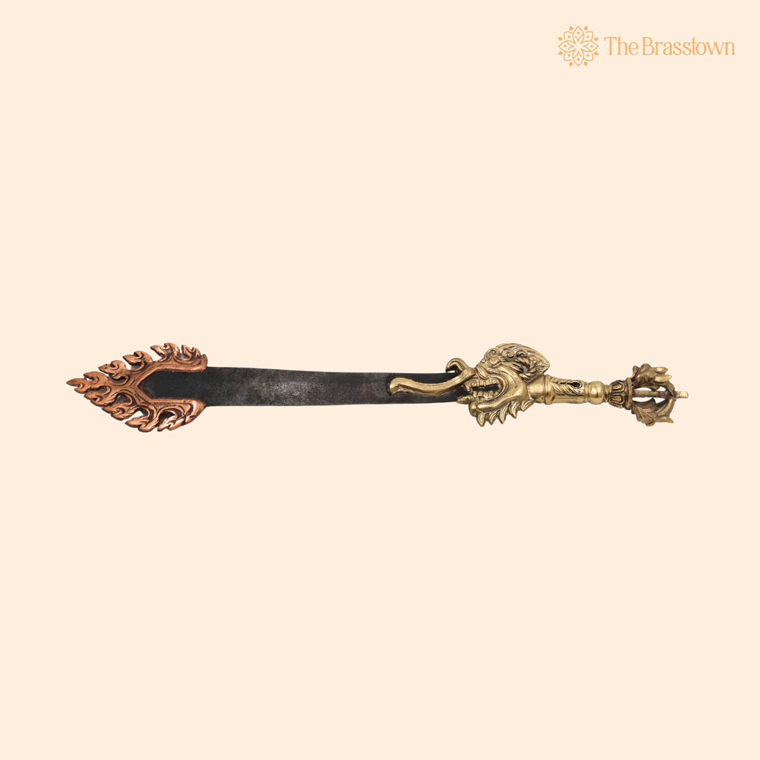 Brass Phurba Vajra – Handcrafted Tibetan Dorje Kila Dagger, Vajrakilaya Pooja for Tantra, Feng Shui &amp; Protection 15.5 Inch 1