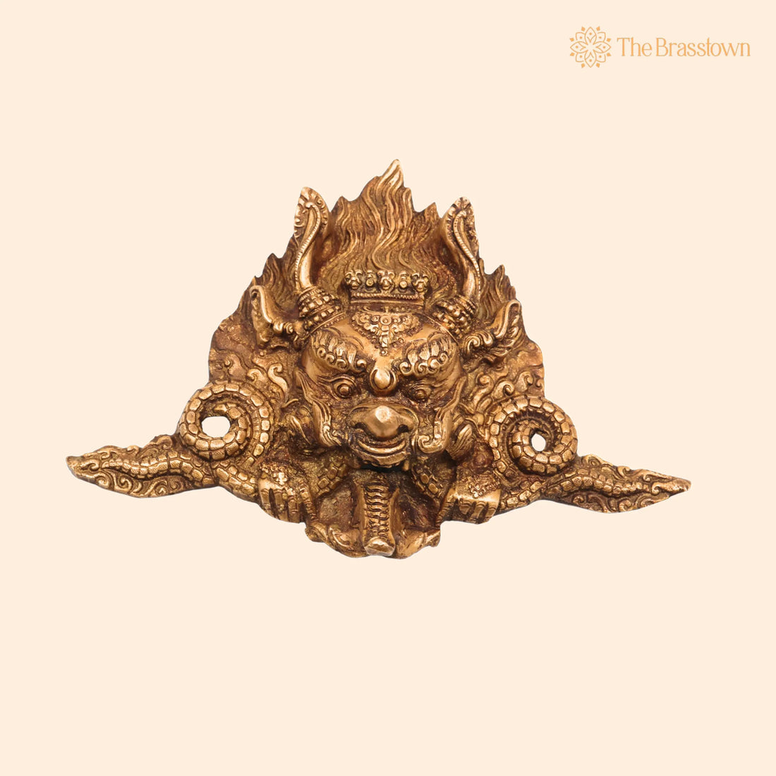 Brass Cheppu Mask Garuda Wall Hanging – Handcrafted Traditional Theyyam Bhoota Kola Face Idol for Home Décor, Pooja &amp; Temple Sculpture 7 Inch 1