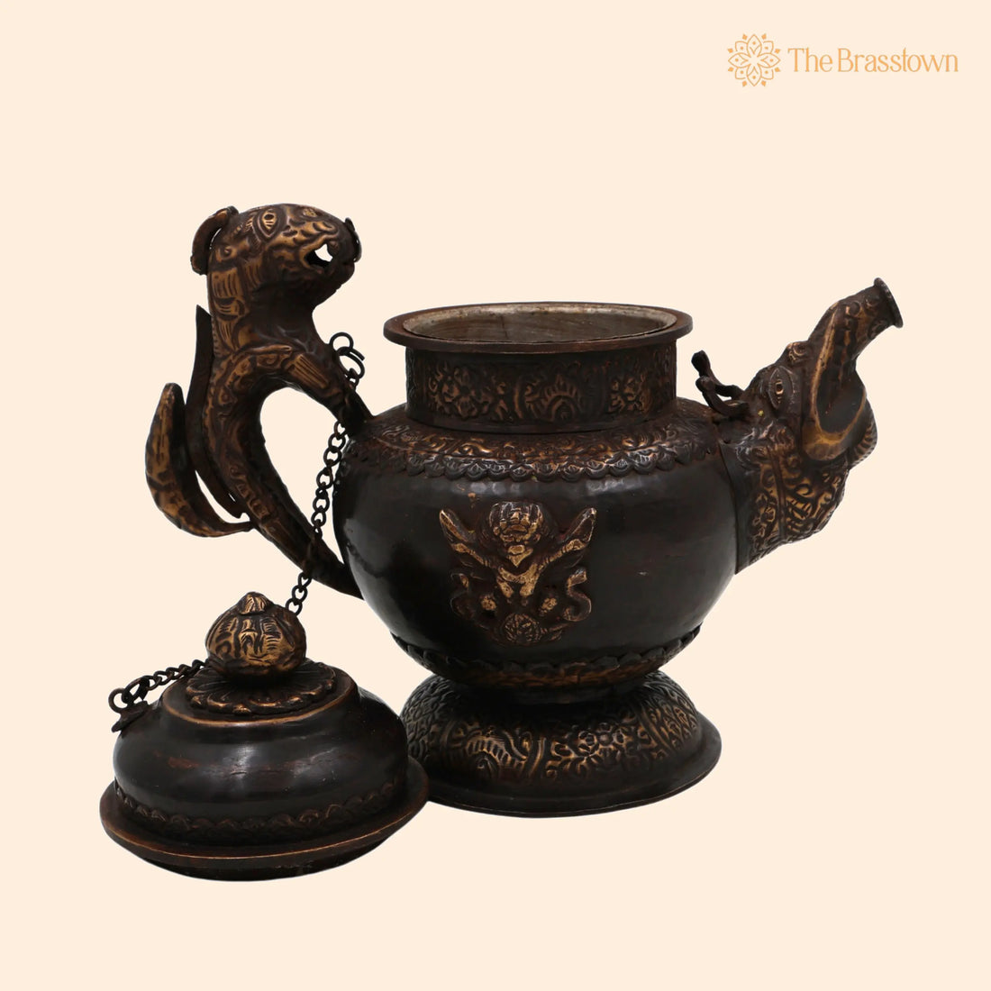 Handcrafted Brass Kettle Idol – Vintage Peetal Chai Ketli, Traditional Indian Tea Pot Pital Surahi for Home Temple &amp; Ethnic Décor 7 Inch 1