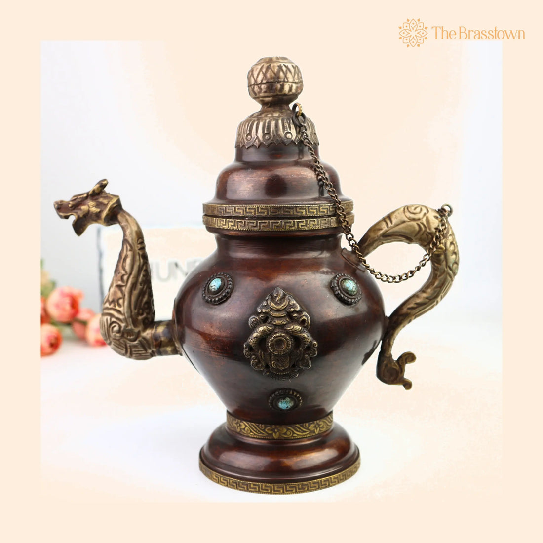 Handcrafted Peetal Brass Kettle Surahi – Vintage Indian Tea Pot, Pital Chai Jug, Traditional Pittal Water Pitcher for Pooja 10 Inch 1