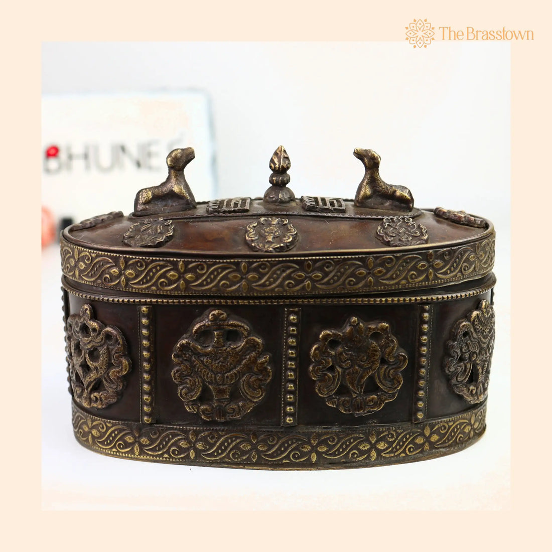 Brass Multipurpose Vintage Box – Handcrafted Antique Storage Container For Jewelry, Sindoor, Spices &amp; Collectibles 4.5 Inch 1