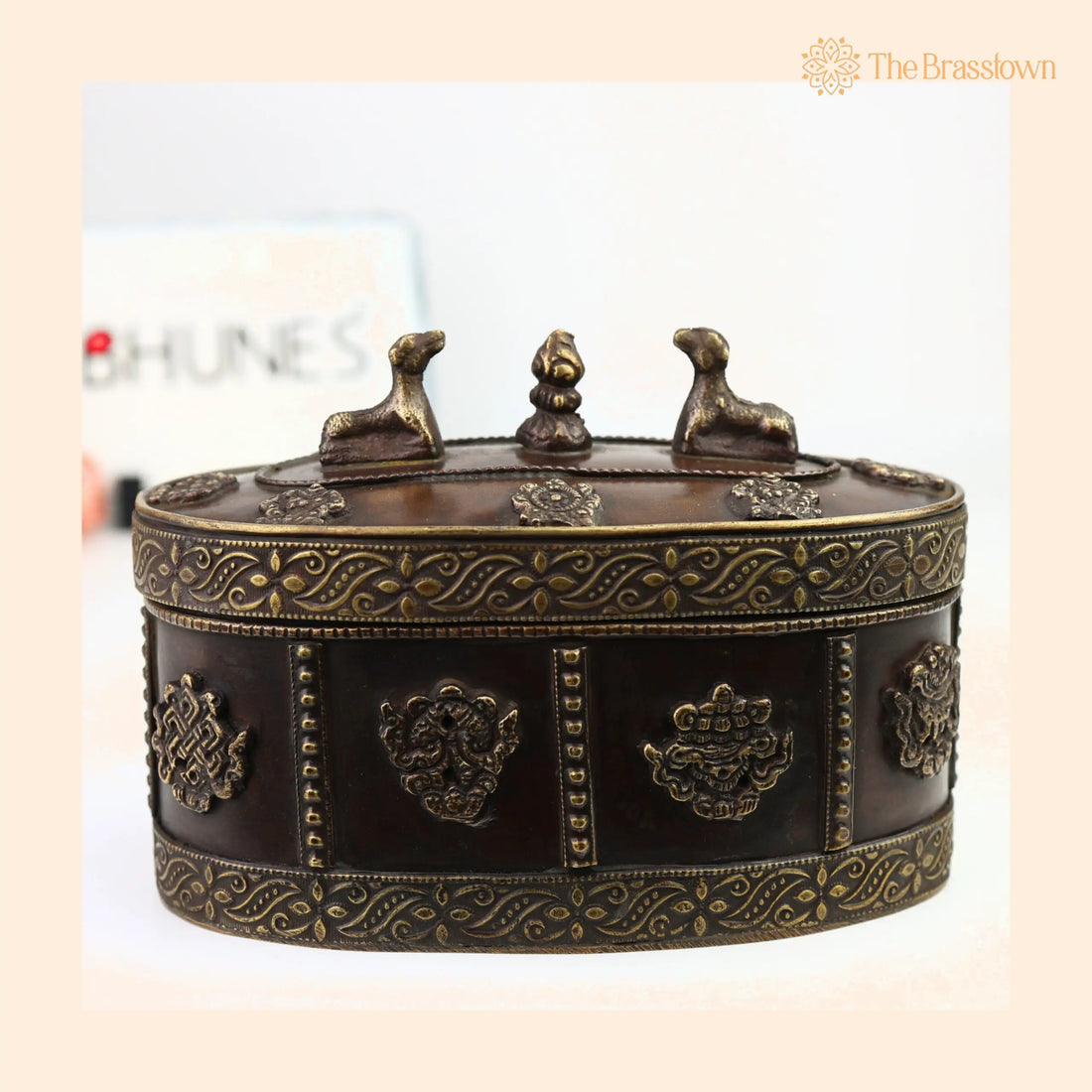 Brass Multipurpose Vintage Box – Handcrafted Antique Storage Container For Jewelry, Sindoor, Spices &amp; Collectibles 4.5 Inch 1