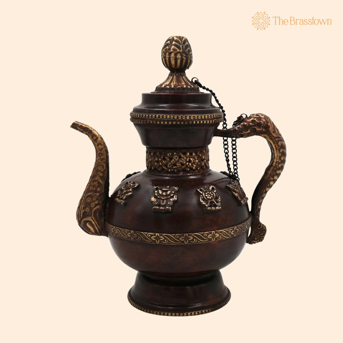 Handcrafted Brass Kettle Idol – Peetal Pital Chai Pot, Vintage Décor 1Litre 11 Inch 1