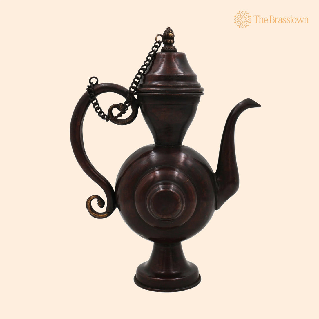 Handcrafted Peetal Brass Kettle – Vintage Indian Chai Pot, Pital Surahi, Pittal Samovar for Pooja, Décor &amp; Gifting 9 Inch 1