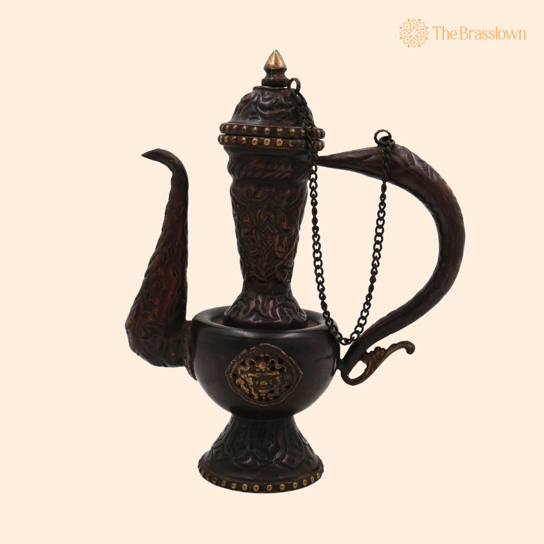 Handcrafted Peetal Brass Kettle Idol – Traditional Indian Pittal Tea Pot for, Décor, &amp; Ethnic Gifts 8.5 Inch 1
