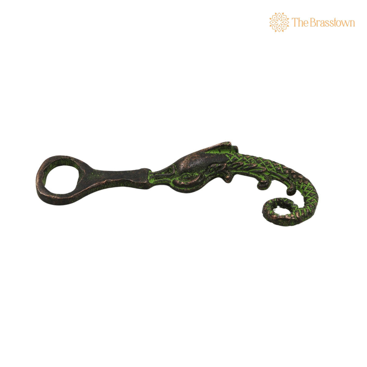 Brass Bastar Art Bottle Opener – Handcrafted Green Antique Finish for Home Décor &amp; Gifting 4.5 Inch 2