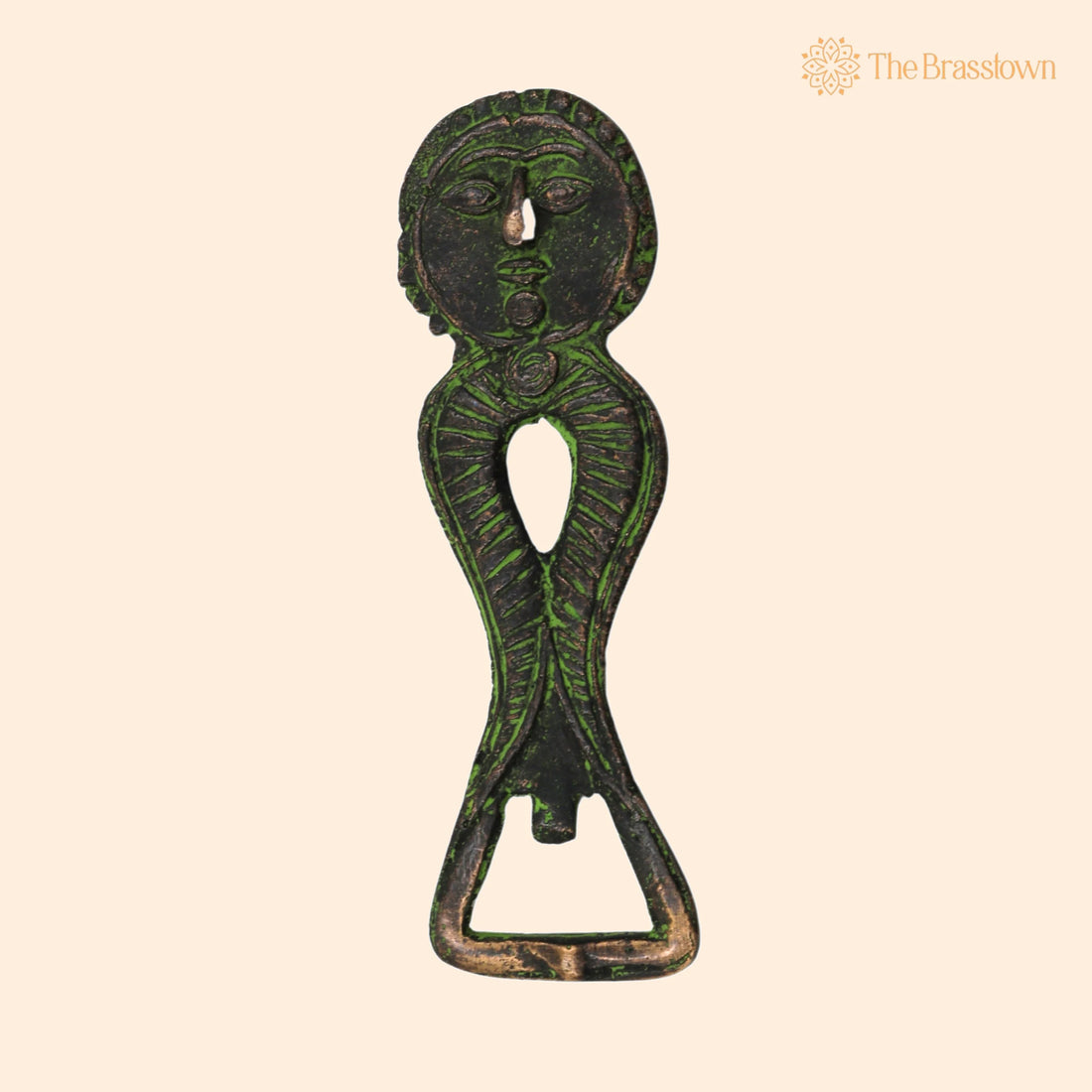 Brass Bastar Art Bottle Opener – Handcrafted Slim Green Finish for Home Décor &amp; Gifting 5 Inch 1