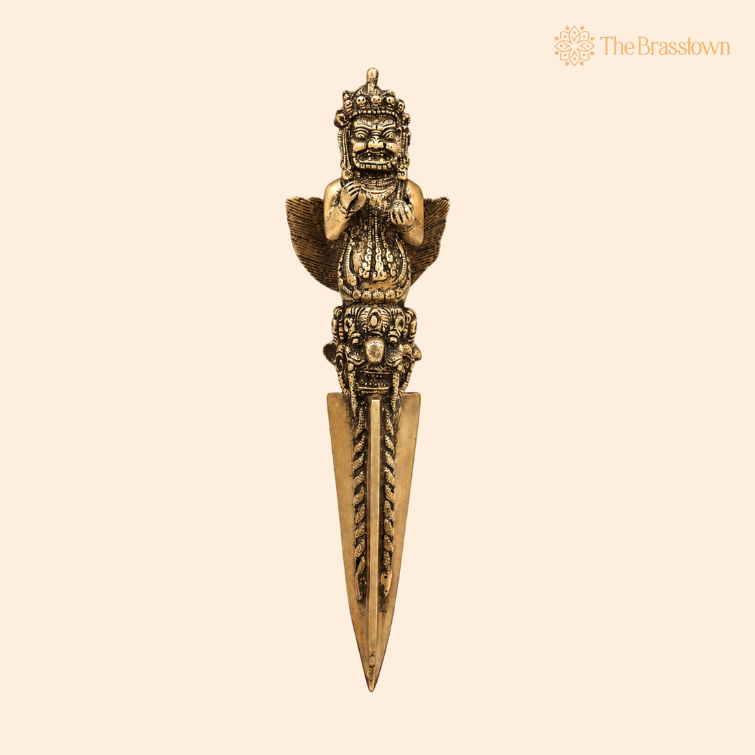 Brass Phurba Vajra Idol – Handcrafted Tibetan Dorje Kila Dagger for Pooja, Tantric Rituals, Vajrakilaya Murti, Buddhist Spiritual Sculpture 12 Inch 1