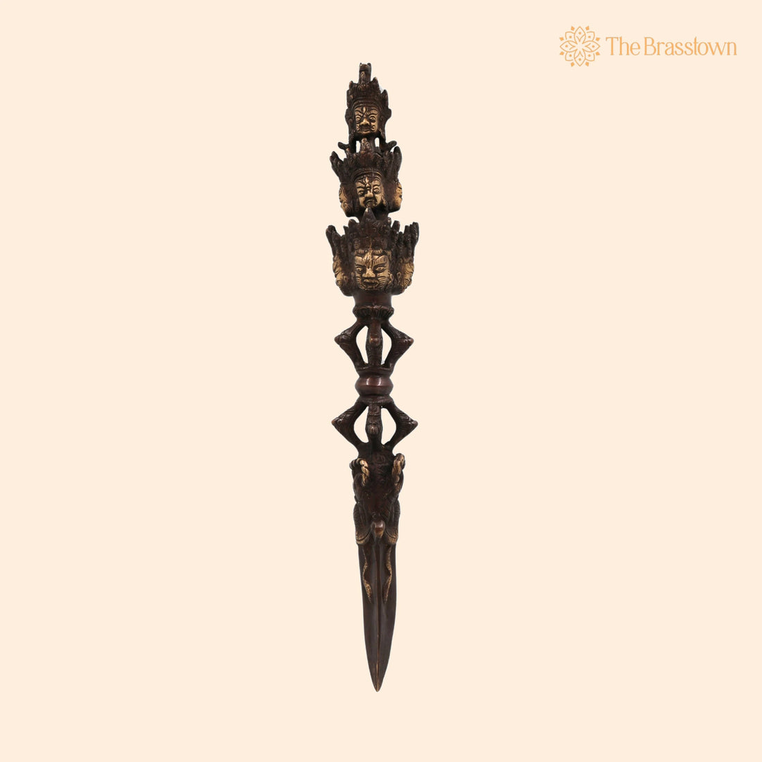 Brass Phurba Tibetan Vajra – Handcrafted Buddhist Ritual Dagger, Dorje Phurbu For Meditation, Tantra &amp; Energy Cleansing 17.5 Inch 1