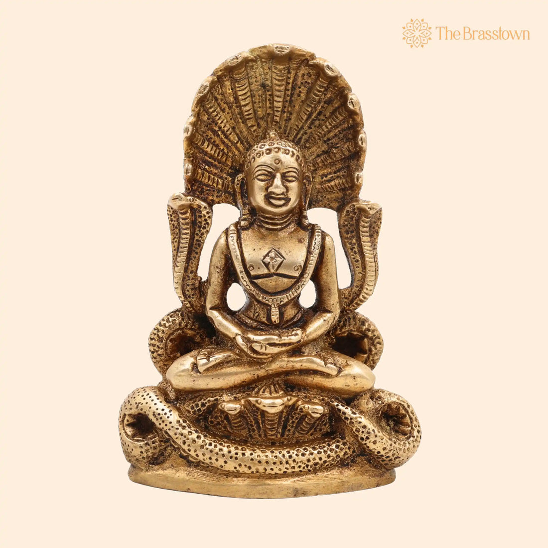 Brass Tirthankara Mahavir Jain Statue – Handcrafted Antique Bhagawan Bahubali Idol For Pooja, Temple &amp; Home Décor 4.5 Inch 1