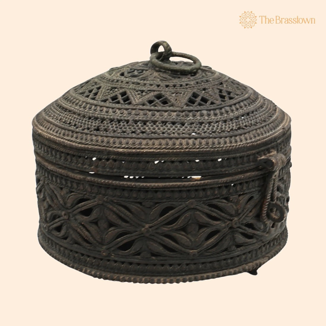 Brass Vintage Dogra Box – Handcrafted Bastar Art Antique Storage Box For Home Décor &amp; Collectibles 5.5 Inch 1