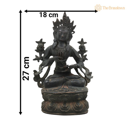 Brass Tara Maa Idol – Handcrafted Mahavidya Ugra Tara Devi Murti, Home Temple &amp; Gift 10.5 Inch 5