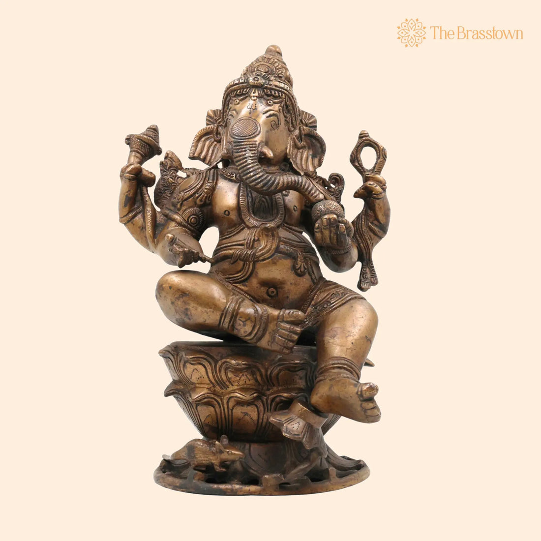 Brass Ganesha Idol – Handcrafted Ganapati Murti, Vinayaka Vastu Statue for Home, Temple, Pooja, Ganesh Chaturthi 11.5 Inch 1