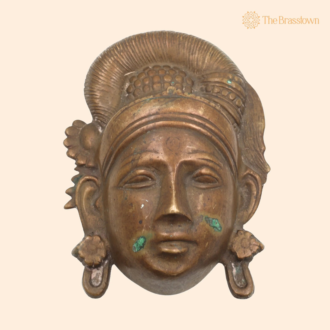 Brass Vintage Hindu Deity Antique Face – Handcrafted Brass Divine Idol For Home &amp; Temple Décor 6 Inch 1