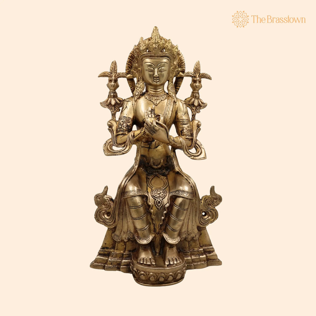 Brass Lokeshwar Idol – Handcrafted Avalokiteshvara Padmapani Manjushri Statue, Buddhist Bodhisattva Murti for Home Temple, Pooja &amp; Décor 14 Inch 1