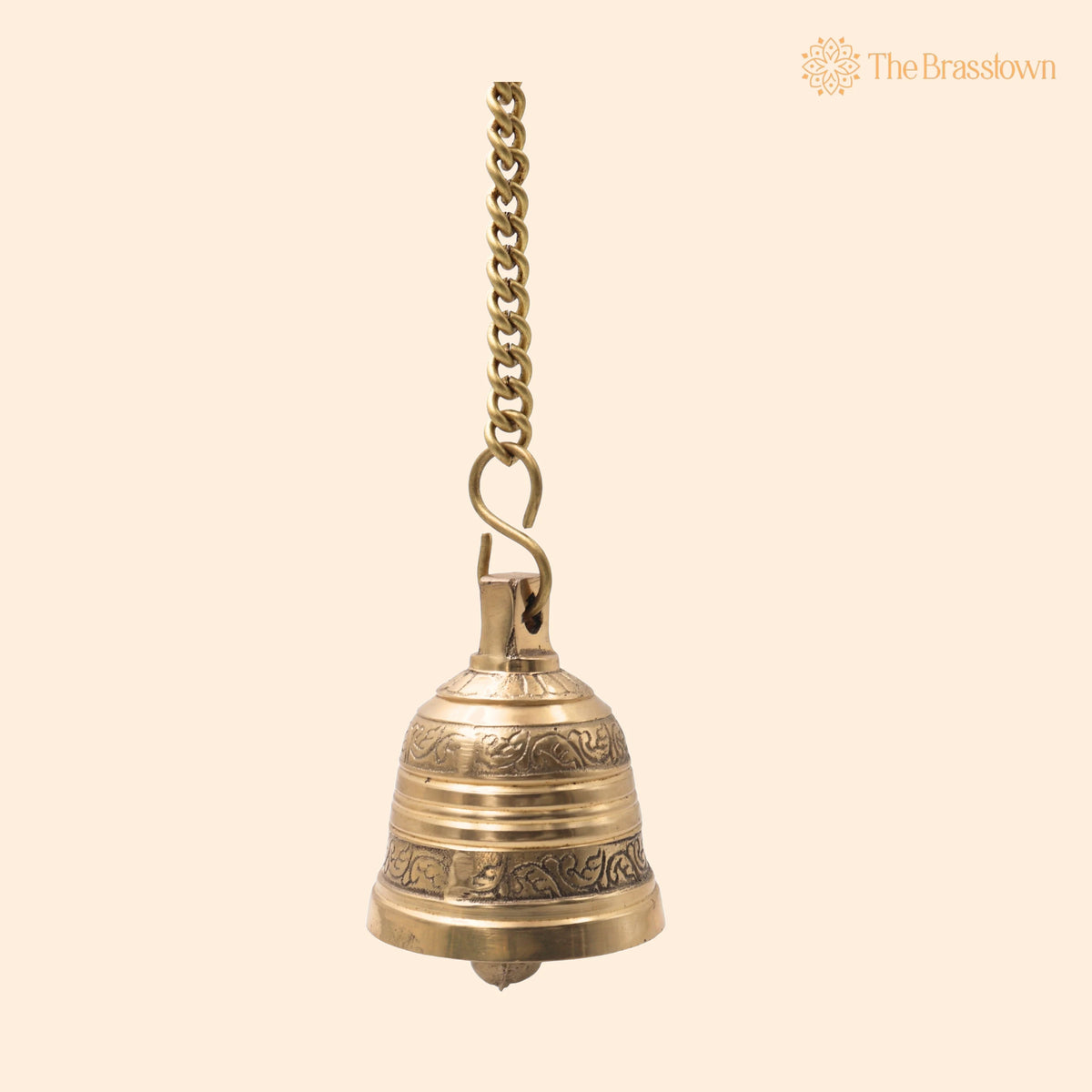 Brass Hanging Pooja Bell – Handcrafted Temple Ghanti For Home, Mandir &amp; Auspicious Rituals 3 Inch 1