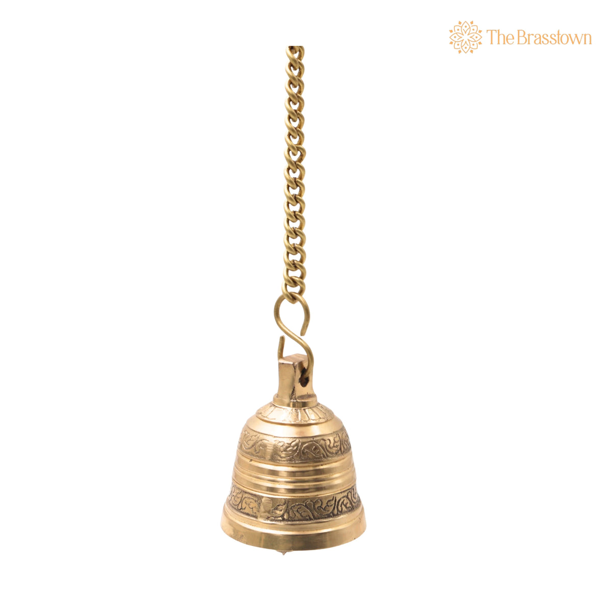 Brass Hanging Pooja Bell – Handcrafted Temple Ghanti For Home, Mandir &amp; Auspicious Rituals 3 Inch 2