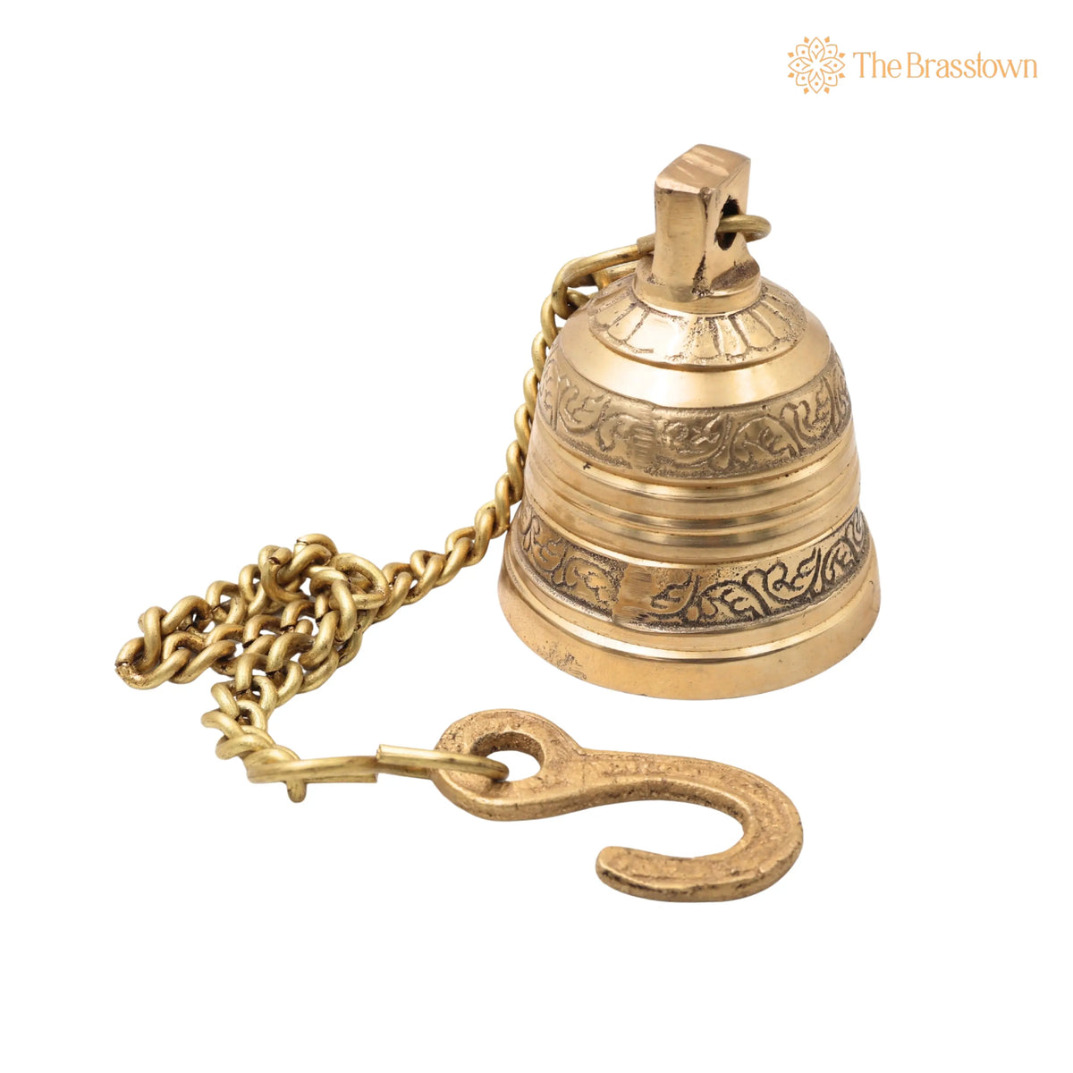 Brass Hanging Pooja Bell – Handcrafted Temple Ghanti For Home, Mandir &amp; Auspicious Rituals 3 Inch 4