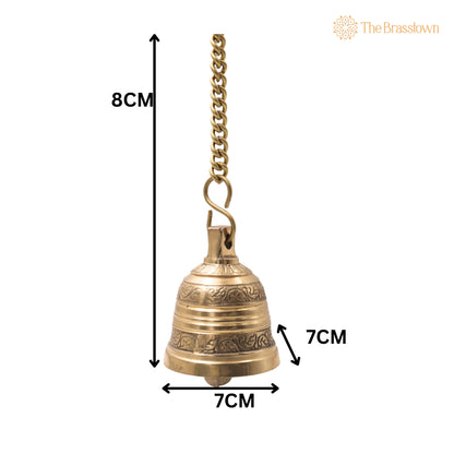 Brass Hanging Pooja Bell – Handcrafted Temple Ghanti For Home, Mandir &amp; Auspicious Rituals 3 Inch 6