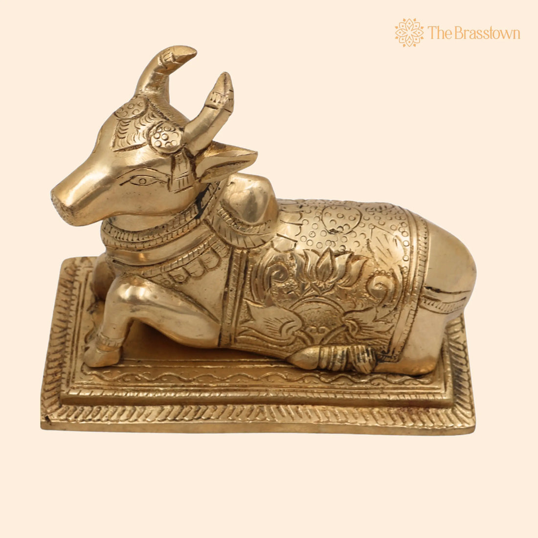 Brass Nandi Idol – Handcrafted Nandikeshwara Murti, Basava Statue, Pooja Room &amp; Home Décor 4.5 Inch 1