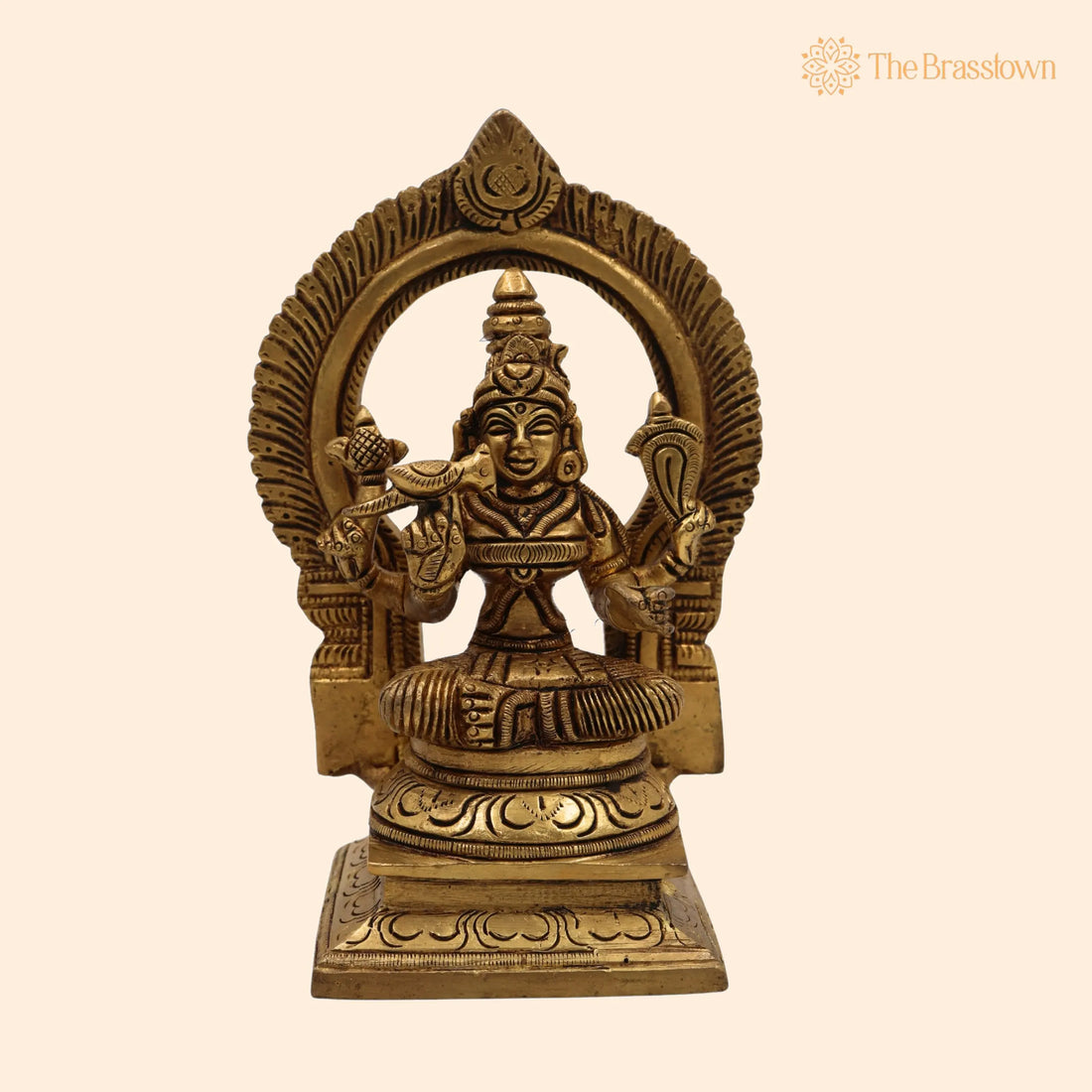 Brass Kamakshi Idol – Handcrafted Kanchi Kamakshi, Tripura Sundari, Kamakhya Devi for Puja, Home Mandir &amp; Décor 6 Inch 1