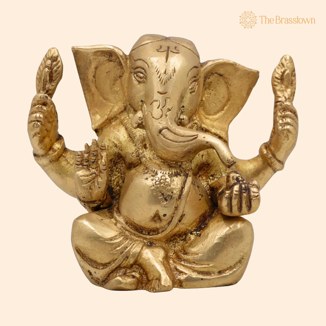 Handcrafted Brass Ganesha Idol – Vinayaka Ganpati Murti for Pooja, Vastu &amp; Décor 4 Inch 1
